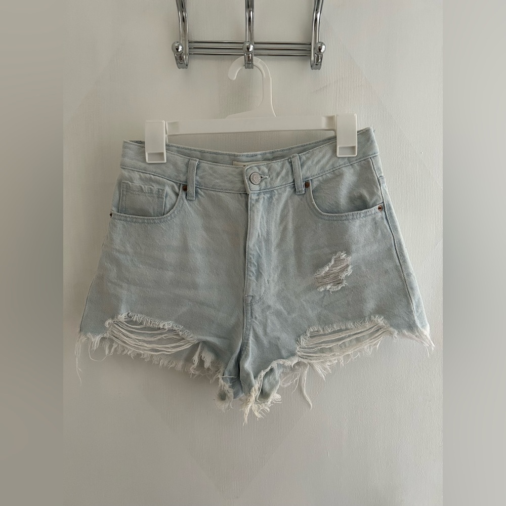 Pacsun High Waisted Light Wash Ripped Jean Shorts